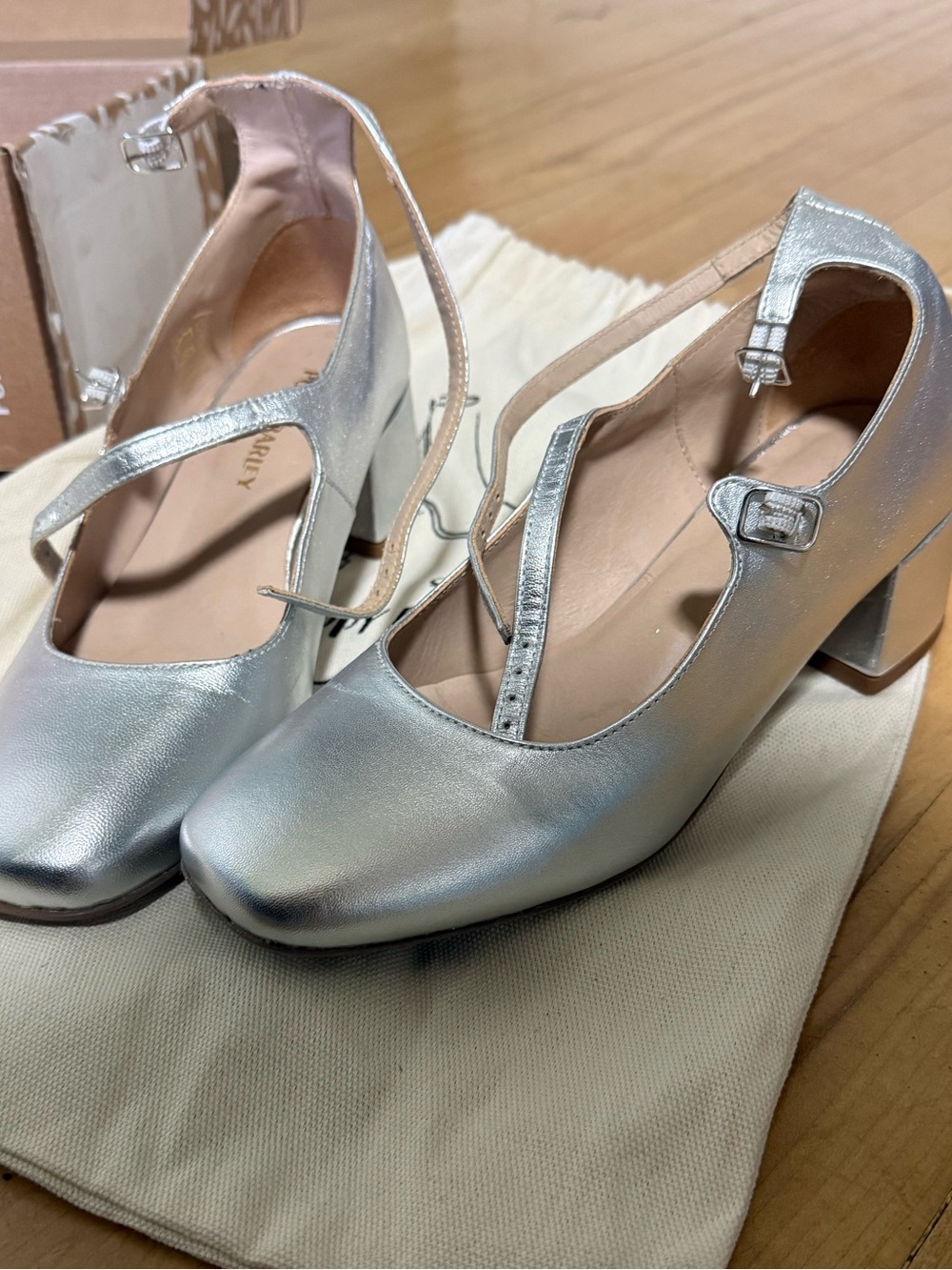 Poppy Barley Silver Mary Jane Heel